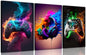 Gaming Room Decor Canvas Wall Art Set of 3 - Cool Video Gaming Theme Wall Decor, Gamer Paintings Picture Print for Teen Boys Room 16x24 inch Framed