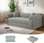 80" Convertible Sofa Bed, No Assembly Modern Boneless Compression Sofa in Box, 3-in-1 Corduroy Folding Pull Out Couch with Pillows, Floor Couch with Side Storage Pocket for Living Room,Light Grey