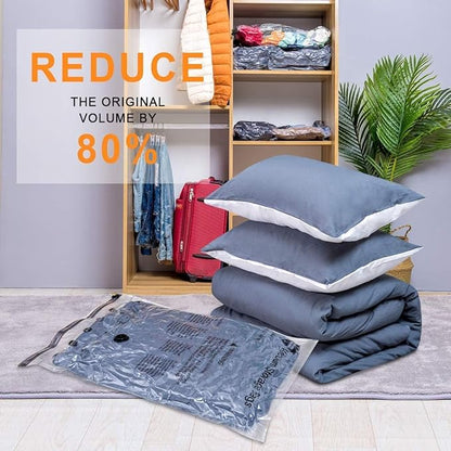 6 Large Vacuum Storage Bags,Plastic Packaging Bags,Space Saver Sealer Compression Bags for Blankets, Comforters, Pillows, Clothes Storage