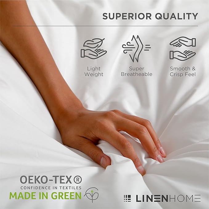 Linen Home 100% Cotton Percale Sheets Twin Size,Tropical Peach, Deep Pocket, 3 Pieces Set - 1 Flat, 1 Deep Pocket Fitted Sheet and 1 Pillowcase, Crisp Cool and Strong Bed Linen