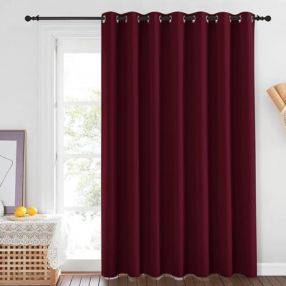 NICETOWN Blackout Room Divider Curtains 84 inch Length, Grommet Energy Saving Thermal Drapes Sound Reducing Window Treatments for Living Room/Bedroom, W100 x L84, 1 Panel, Wine Red