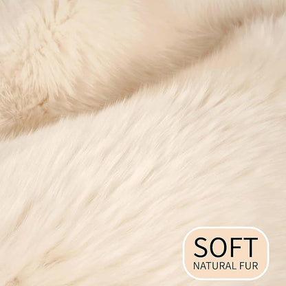 Premium Cream/Champagne Sheepskin Rug - Sheep Rugs - Soft Fluffy Real Sheepskin Fur - 2ft x 3ft Sheep Skin Chair Throw