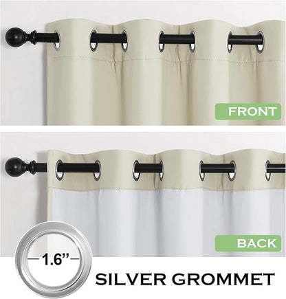 KGORGE 4-in-1 Soundproof Anti Dust 100% Blackout Curtains with Melt-Blown Layer Thermal Insulating Window Treatment Drapes for Living Room Bedroom Kis Nursery, W 52 x L 84, Cream Beige, 2 Panels
