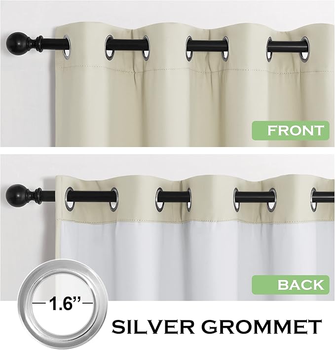 KGORGE Soundproof & Dust Particle Filtering Curtains 100% Blackout Window Cover Thermal Insulating Energy Smart Curtains for Living Room Bedroom Baby Nursery, W 52 x L 102 inches, Cream Beige, 1 Pair