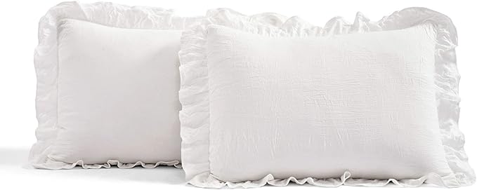 Lush Decor Ruffle Skirt Bedspread Set - 3-Piece Luxurious Farmhouse Bedding - Elegant Ruffle Detail - Timeless Style - Soft Lightweight Sheets - Queen, White