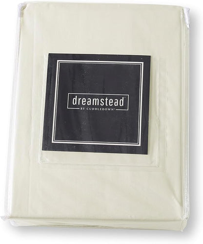 Cuddledown Dreamstead 100% Cotton Bed Sheets Set | 300 Thread Count | Luxurious Sateen Weave | Pure Combed Cotton | Soft | Wrinkle Resistant | 4 Piece Set | Birch | King | 78” x 80”