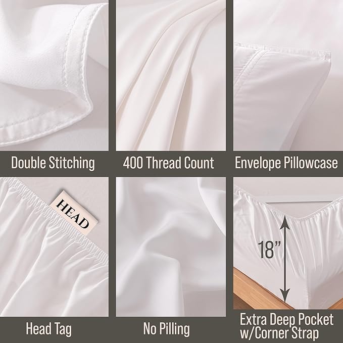 Bella Coterie Luxury Bamboo Viscose 34” Split Top King Size Sheet Set | 1 Fitted Sheet for Sleep Number & Adjustable Beds | 100% Organically Grown | Cooling & Soft | 18” Deep Pocket [White]