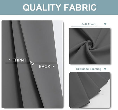 ChrisDowa Small Window Curtains 50 inches Long for Bedroom - Grommet Short Thermal Insulated Room Darkening Curtains for Kitchen (2 Panels, Grey, 29 x 50 Inch)