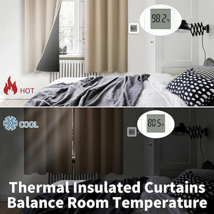 BGment Thermal Insulated 100% Blackout Curtains for Bedroom with Black Liner, Double Layer Full Room Darkening Noise Reducing Grommet Curtain (52 x 84 Inch, Sand, 2 Panels)