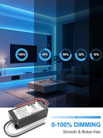 96W 24V Dimmable LED Driver UL Listed, DC 24V Triac ELV/MLV LED Dimmable Power Supply Compatible with Lutron & Leviton Switches 96 Watt LEDs Transformer 24 Volt Smooth Flicker Free Dimming