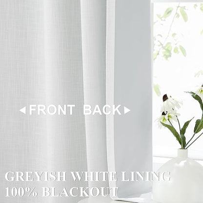 Vision Home White Full Blackout Curtains Back Tab Rod Pocket for Bedroom Living Room Thermal Insulated Window Treatment Panels 84 inch Modern Room Darkening Soundproof White Drapes 50" Wx84 Lx2