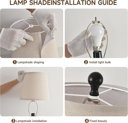 Terpsichore Lamps for Living Room Modern Farmhouse Table Lamp Bedside Reading Lamps Night Stands Bedroom Night Lamp,with Fabric Lamp Shade (Black (Single Pack), High 26.25 in)