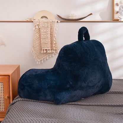 Holawakaka Large Reading Pillow for Sitting up in Bed Sofa Kids Teens, Backrest Pillow with Arms for Boys Girls Women Petites, Back Support Cushion for Couch Floor Nursery Playroom (Navy)