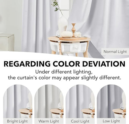 Deconovo Blackout Curtains, Thermal Insulated, W42 x L63 2 Panels, Back Tab, Machine Washable, Room-Darkening Drapes for Bedroom/Living Room Star White