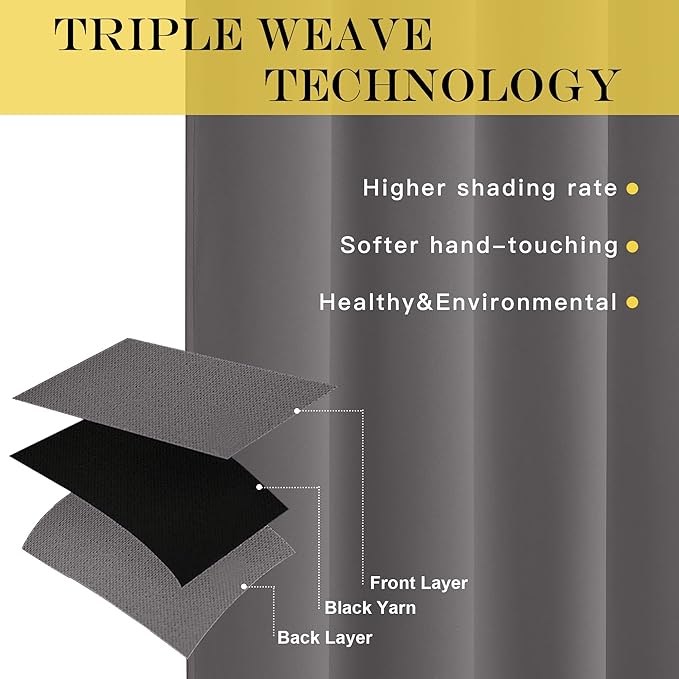 NICETOWN Grey Blackout 108 inch Curtains for Bedroom - Energy Saving Thermal Insulated Solid Grommet Blackout Curtain Drape for Living Room, W52 x L108, 1 Panel