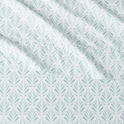 Amazon Basics Lightweight Super Soft Easy Care Comfortable Microfiber 4-Piece Bed Sheet Set with 14-Inch Deep Pockets, Queen, Aqua Fern, Printed