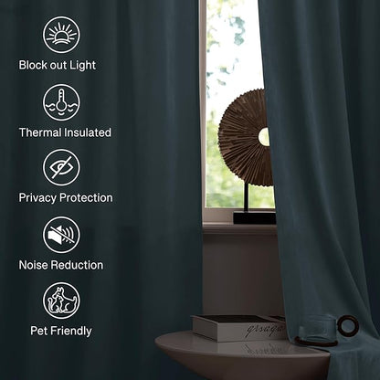 StangH Stone Blue Velvet Curtains 90 inches Long Super Soft Heavy Room Divider Curtains Thermal Insulated Privacy Drapes for Hallway Living Room/Bathroom, W42 x L90, 2 Panels