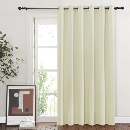 NICETOWN Blackout Sliding Door Curtain 84 inches Long, Grommet Patio Door Curtain & Drape Room Divider Sound & Light Blocking Privacy Thermal Drapes for Living Room (Beige, W80 x L84, 1 Panel)