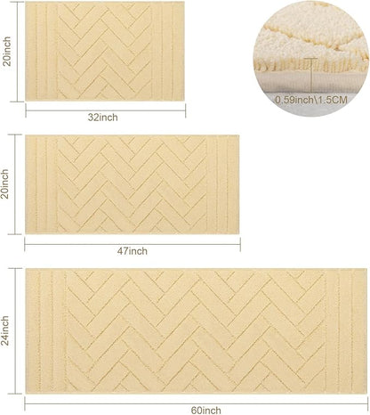 hicorfe Indoor Doormat,Front Back Door Mat Rubber Backing Non Slip Door Mats 20"x48" Absorbent Resist Dirt Entrance Doormat Inside Floor Mats for Entryway Washable Low-Profile(Cream Yellow)