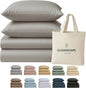 Cloud Scape Linen 100% Egyptian Cotton California King Sheet Set, 400 Thread Count,4 Pieces Luxury Bedding Set, Hotel Quality, Silky Soft, Breathable and Durable, Deep Pockets up to 17, Light Grey