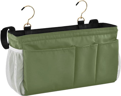 KOPIRIT Dark Cyan Bedside Caddy Storage Bag Bedside Organizer for Headboards Bunk Beds Hanging Storage Organizer 6 Pockets with Hooks for Magazine Water Bottle Holder