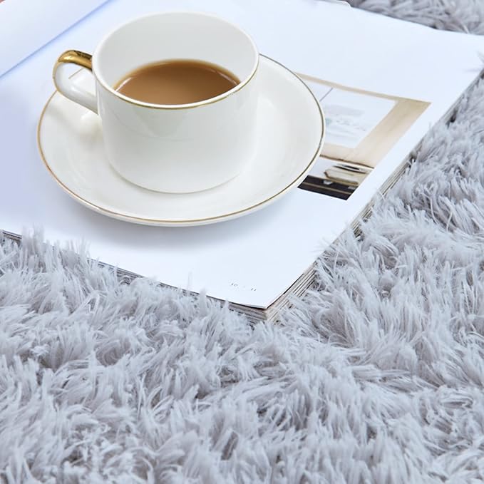 duduta 6x9 ft Grey Rectangle Fluffy Rug, Shag Fuzzy Plush Carpet for Bedroom Nursery Living Room Home Decor