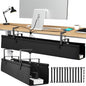 Desk Cable Management Tray, Fabric Cable Organizer, No Drill Large Clamp/Screw Mount Wire Organizer-Support Up to 30lbs, Standing Desk Cable Management for Office Home (Black,28 Inch)