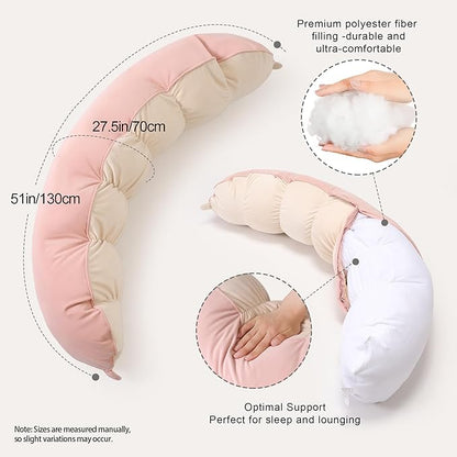 Peallow(Pat. Pend) – Long Round Body Pillow for Adults, Bolster Pillow for Sleeping, Soft and Supportive Pillow for Sleeping & Lumbar Support(Blush Pink,39")