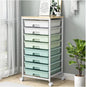 Rolling Storage Utility Cart Organizers with 8 Drawers and Wooden Tabletop for Living Room,Office,Classroom,Craft Room,Bedroom,Dorm,Green