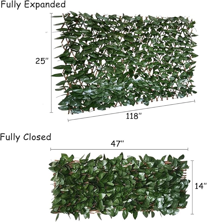 GLANT Expandable Fence Privacy Screen for Balcony Patio Outdoor,Decorative Faux Ivy Fencing Panel,Artificial Hedges (Single Sided Leaves) (4, Dark Green)