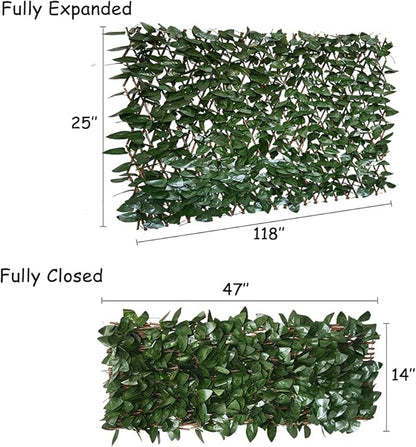 GLANT Expandable Fence Privacy Screen for Balcony Patio Outdoor,Decorative Faux Ivy Fencing Panel,Artificial Hedges (Single Sided Leaves) (4, Dark Green)