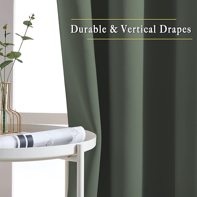 NICETOWN Dark Mallard Blackout Curtains 84 inch Length 2 Panels, Grommet Thermal Insulated Window Treatments Light & Sound Reducing Drapes for Living Room/Bedroom, W46 x L84