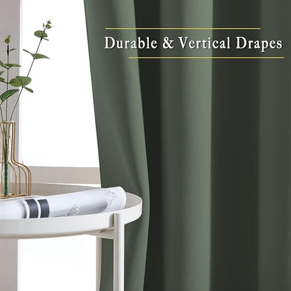 NICETOWN Living Room Window Curtain Drapes Extra Long & Wide - Living Room Panels Grommet Top Window Treatment for Hall & Guest Room (W80 x L108, Dark Mallard, 2 Pieces)