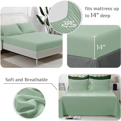 JOLLYVOGUE Twin Comforter Set, Ultra-Soft Bed in a Bag Twin Size 5 Pieces, Oeko-TEX Certified Bedding Set with Down Alternative Comforter, Sheets, Pillowcases & Shams, Dark Green & Light Green