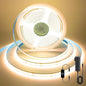 COB LED Strip, Warm White LED Strip Lights 16.4ft, 3000K COB LED Light Dimmable LED Strip, CRI92+, 8mm Width, 24V Flexible COB LED Tape Light for TV, Bedroom, Kitchen Cabinet, Closet, Home.
