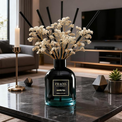 Lilac Reed Diffuser, Reed Diffuser Set 6.7 fl oz (200 ml) with 6 Reed Sticks, Home Fragrance Reed Diffuser for Bathroom Shelf House Bedroom Office Decor