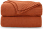 CozeCube Orange Throw Blanket for Couch, Soft Cozy Cable Knit Throw for Bed Sofa Living Room, Lightweight Warm Decorative Farmhouse Christmas Blanket, 60"x80", Burnt Orange