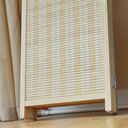 Furnnylane 6 Panel Bamboo Room Divider and Folding Panel Screen,Bamboo Panel Divider for Room Separation,Beige,67" H x 92.1" W