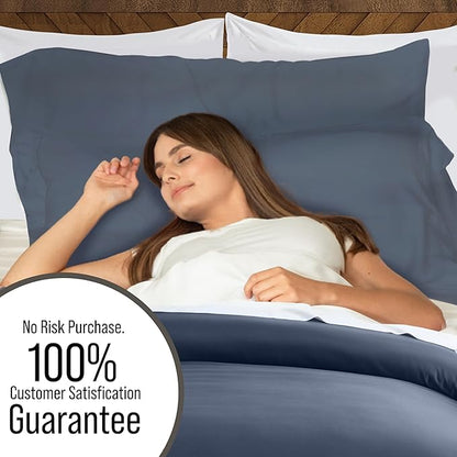 Bella Coterie Luxury Bamboo Viscose King Size Duvet Cover Set | 100% Organically Grown | Corner Ties | Ultra Soft | Cooling | Two Pillow Shams | 106 x 94 | No Insert [Slate Blue]