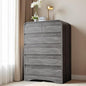 Grey Dresser for Bedroom with 6 Drawers, Tall Dressers & Chest of Drawers with Curved Profile Design, Modern Wood Closet Clothes Storage Dressers Organizer for Bedroom Living Room Hallway