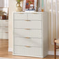 LEYAOYAO Fluted 6 Drawers Dresser for Bedroom, 42" Tall Modern Chest of Drawers with Metal Handle, Curved Profile Design,White Wood Drawer Organizer for Bedroom, Living Room, Hallway, Entryway