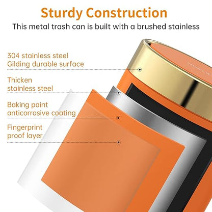 Mini Trash Can with Lid, Desktop Small Trash Can Recycling Bin Cute Metal Garbage Can for Tabletop Countertop Use,Stainless Steel 0.4Gal/1.5L Waste Bin for Office Parlor Car Bedroom,Swing Lid Open