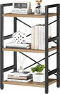 Homeiju Bookshelf, 3 Tier Industrial Bookcase, Metal Small Bookcase, Rustic Etagere Book Shelf Storage Organizer for Living Room, Bedroom, and Home Office(Light Coffee) Patent Pending D29873033