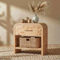 Night Stand [Unique Curved Profile] [FSC-Certified Wooden Board] 1-Drawer and 1 Storage Shelf Nightstand 24" H Metal Handle Modern Bedside Table Side Table End Table