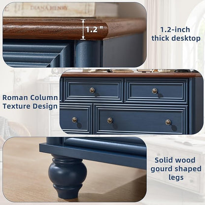 Farmhouse Dressers & Night Stand Set of 4, Wood 54" Wide Dresser & 45" Tall Chest of Drawers, 18" with Charging Station Nightstand Set of 2, Bedroom Furniture Dresser Set for Home Living Room Hallway