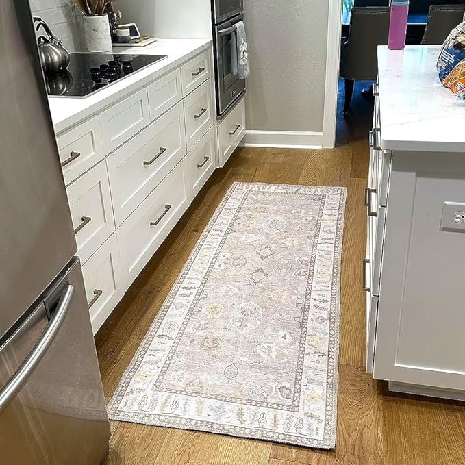 Fame Rugs Brown Modern Oushak Rug 3x5, Washable Vintage Turkish Colorful Oriental Antique Inspired Foldable Small Area Rugs, Luxury Living Room Bedroom (382MB, 2'6" x 5')