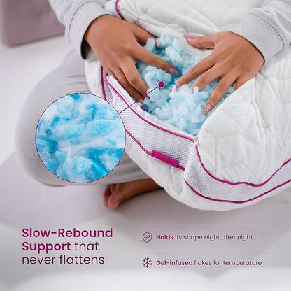 IWS I WANNA SLEEP Adjustable Cooling Pillow, Neck Support, Bed Pillows for Sleeping, Gel Cross Cut Memory Foam, Side Sleepers, Snow® Pillow (1, King (U.S. Standard))