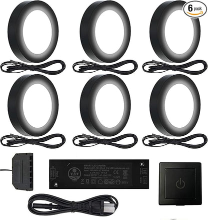 VST Under Cabinet Lighting Plug in with Wired Touch Dimmer Switch,Recessed or Surface Mount,Natural White 4000K 12V 2W/pc, 6 Pack