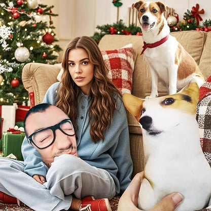 VEELU Custom Face Pillow Personalized Photo Body Pillows 3D Printing Head Body Shaped Pets Plush Stuffed for Home Sofa Decor Funny Valentine's Day Gag Gifts for Couples/Him/Her