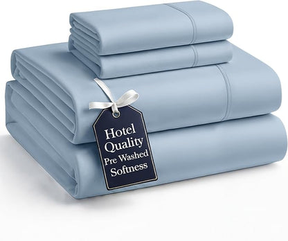 Casa Platino Full Size Sheets, Soft & Cozy Full Bed Sheet Set, Breathable, Pre-Washed, 4-Piece Set, French Blue